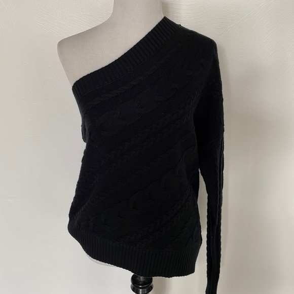 NWT L'agence Zoey cable knit merino wool black sweater - Picture 5 of 9
